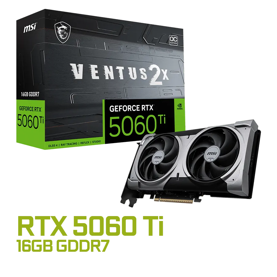 PLACA DE VIDEO MSI GEFORCE RTX 5060 TI VENTUS 2X OC PLUS 16GB GDDR7