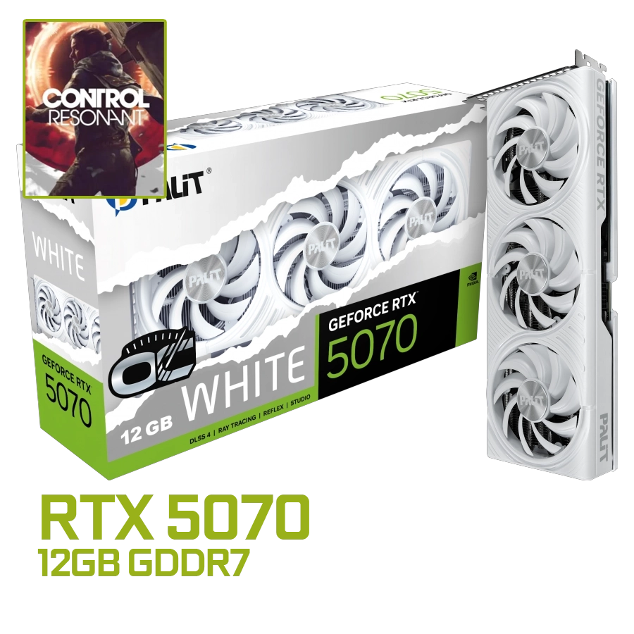 [BUNDLE] PLACA DE VIDEO PALIT GEFORCE RTX 5070 WHITE OC 12GB GDDR7 192BIT PCIE 5.0 BLANCO + CONTROL